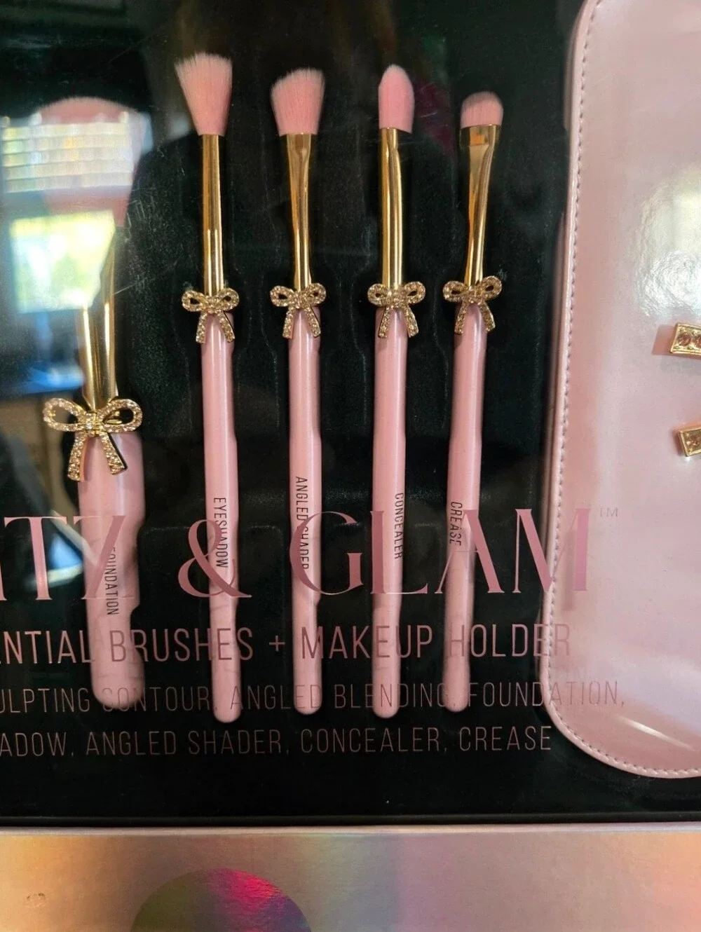 Pink Glitz & Glam 8 Pc Makeup Brush Set Rhinestone